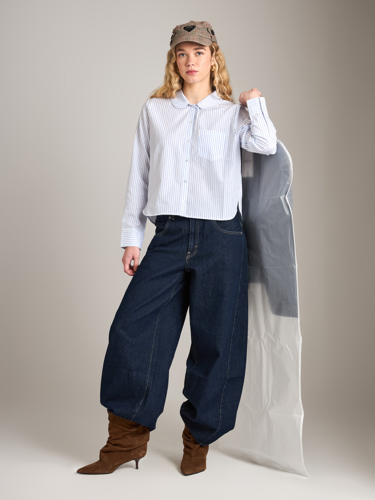 PROPAGANDA - Penny Peter Pan Shirt - Stripe Light Blue