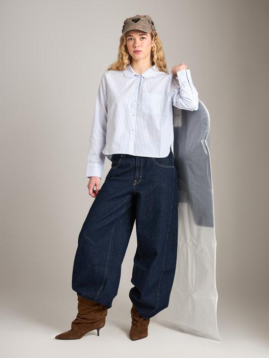 PROPAGANDA - Penny Peter Pan Shirt - Stripe Light Blue