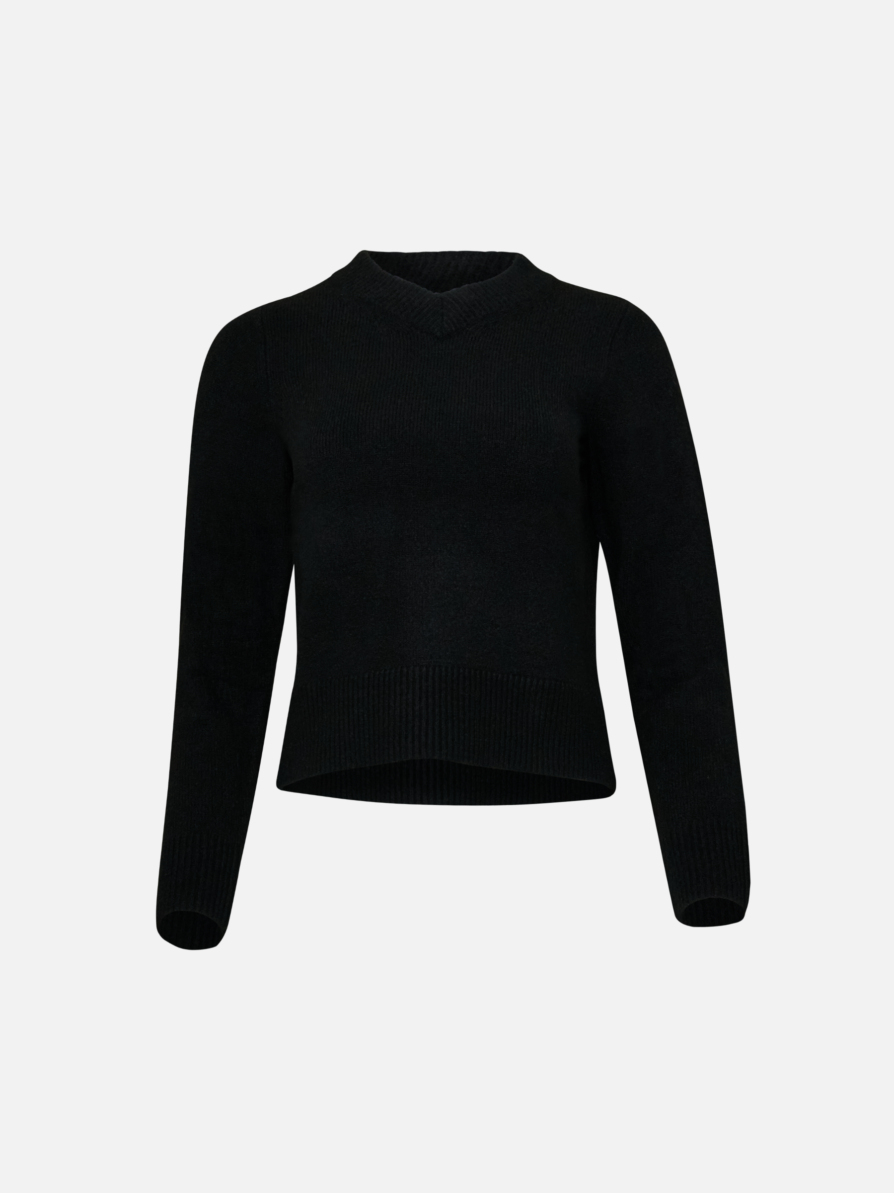 MONK & LOU - Roni Boucle V-neck Pullover Sweater - Black
