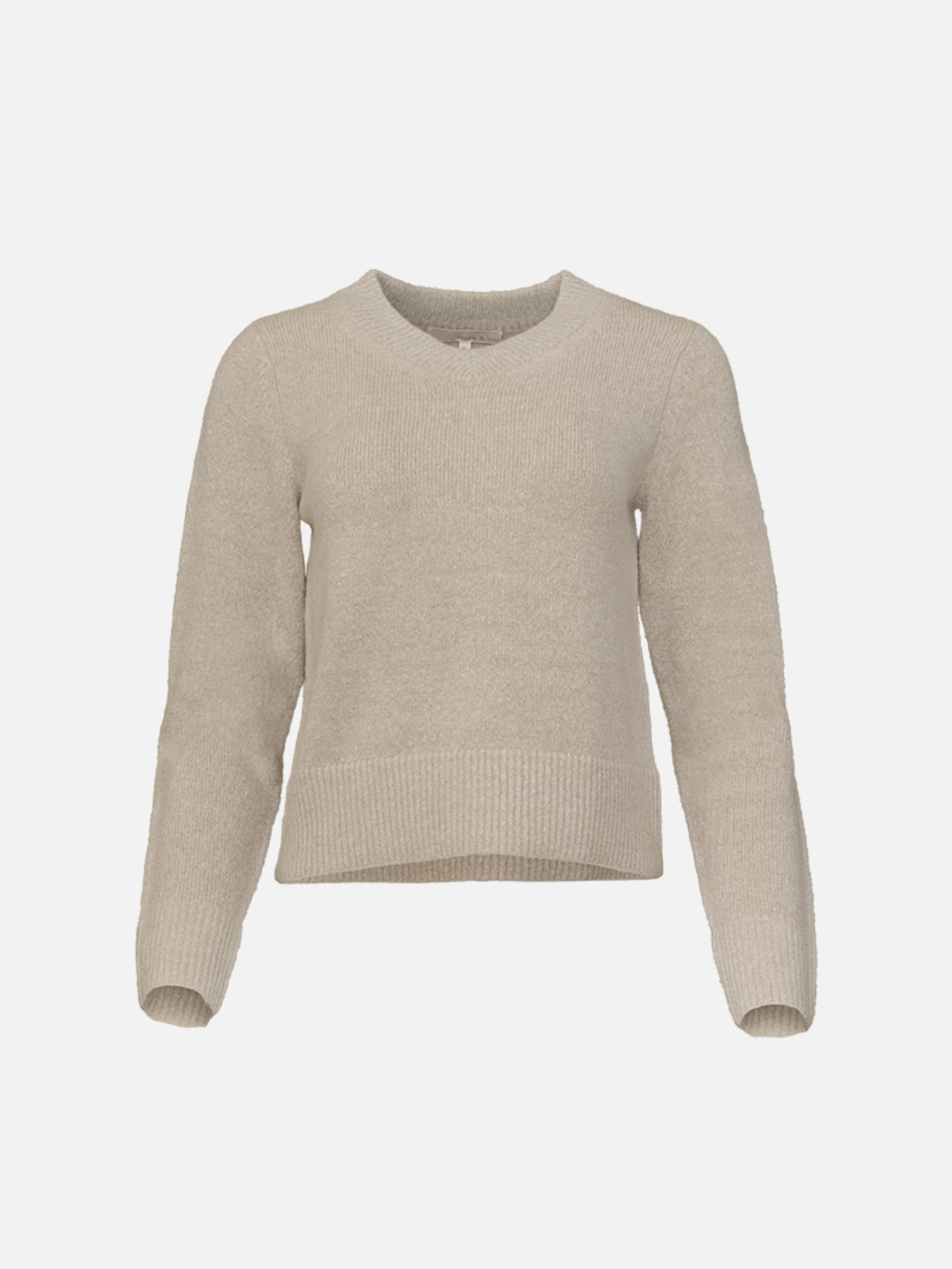 MONK & LOU - Roni Boucle V-neck Pullover Sweater - Mist Gray