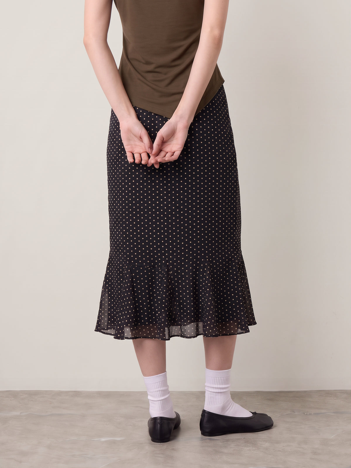 LOVEFINN - Ruffled Polka Dot Skirt - 