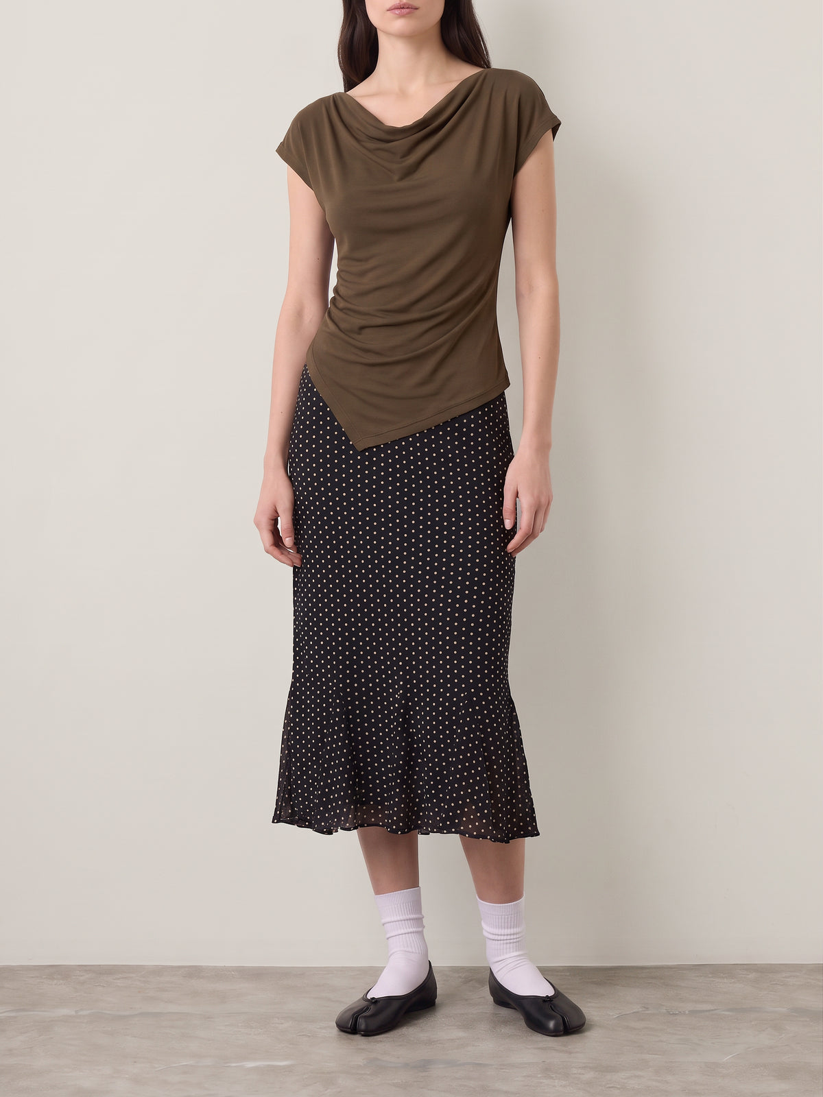 LOVEFINN - Ruffled Polka Dot Skirt - 