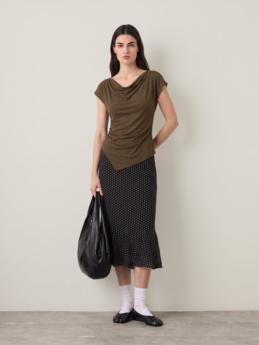 LOVEFINN - Ruffled Polka Dot Skirt - 