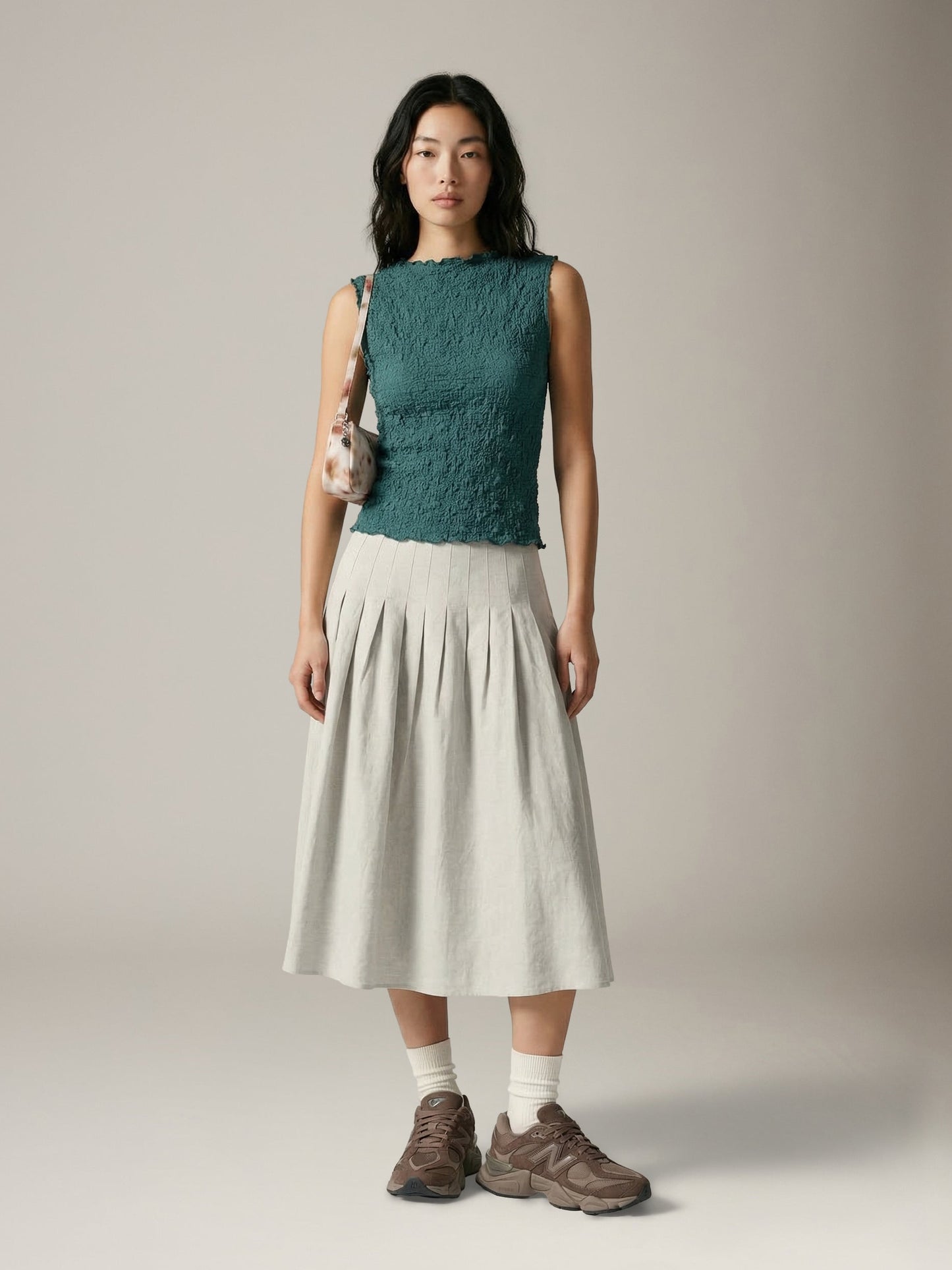 MONK & LOU - Textured Cotton Teya Top - Teal Blue