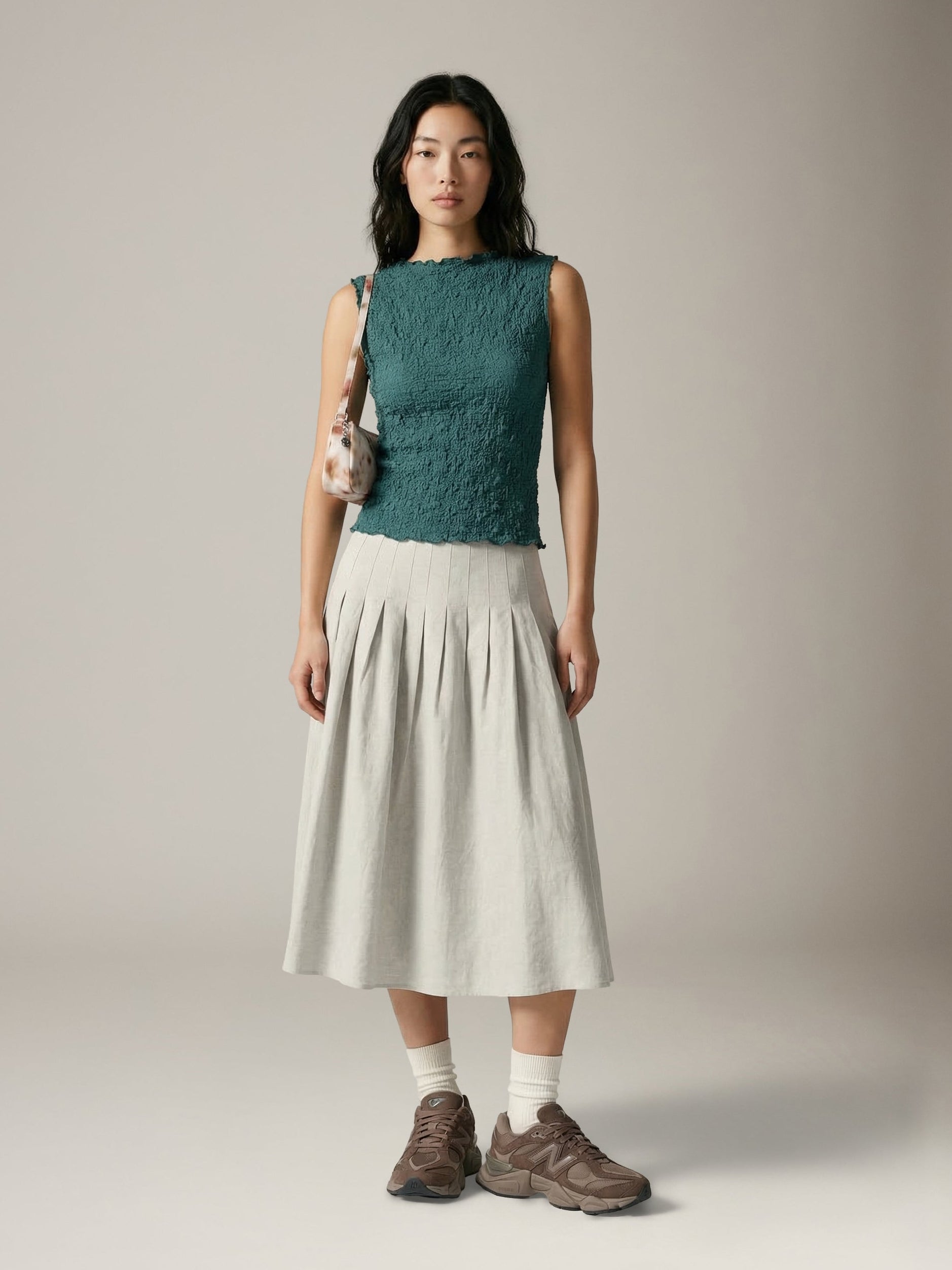 MONK & LOU - Textured Cotton Teya Top - Teal Blue