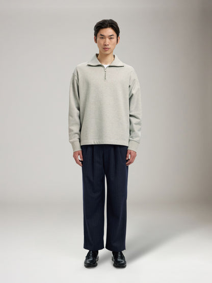 SELECTED - Aron Half Zip Sweatshirt - Light Grey Melange