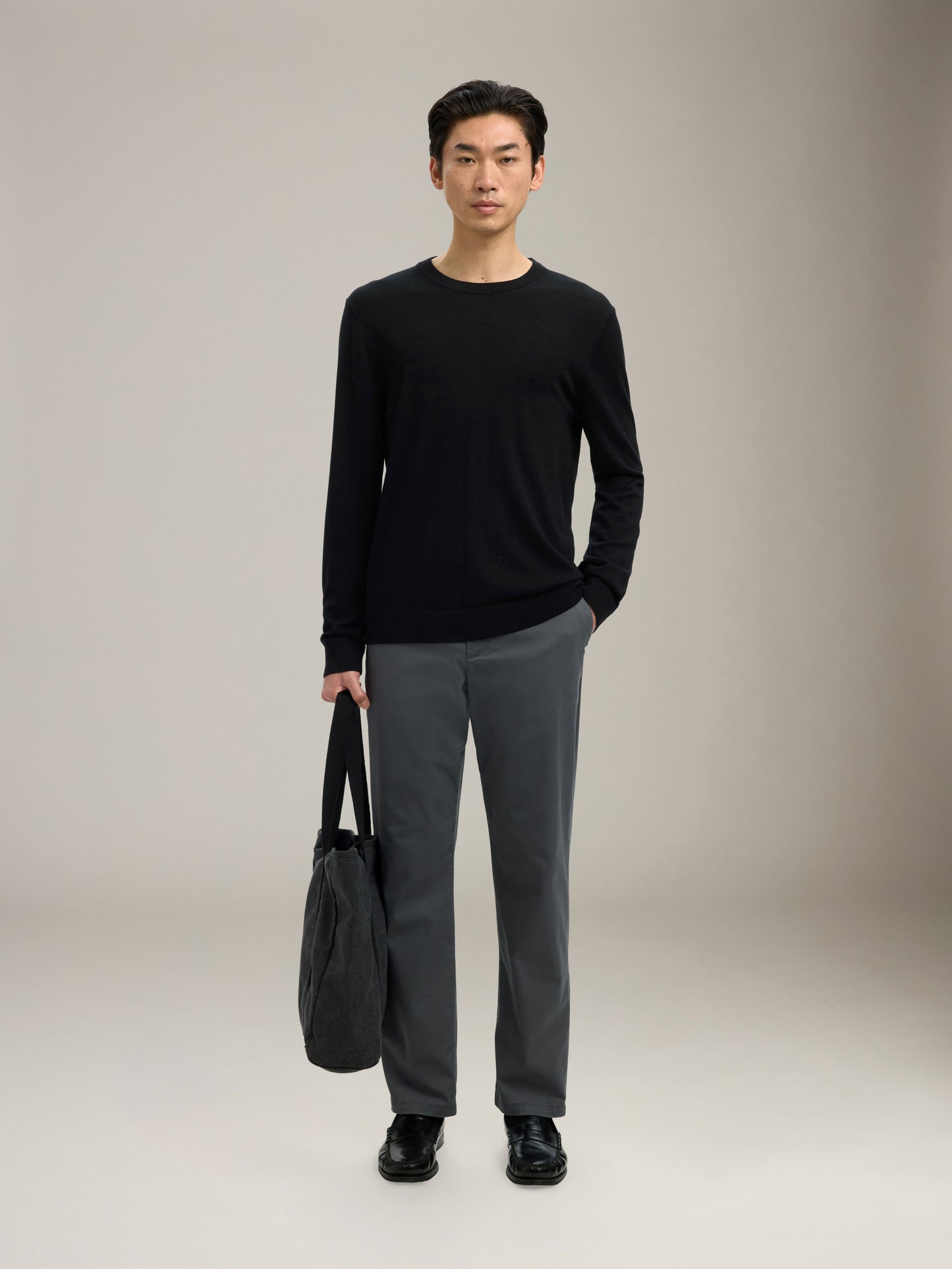 SELECTED - Tray Merino Crewneck Sweater - Black