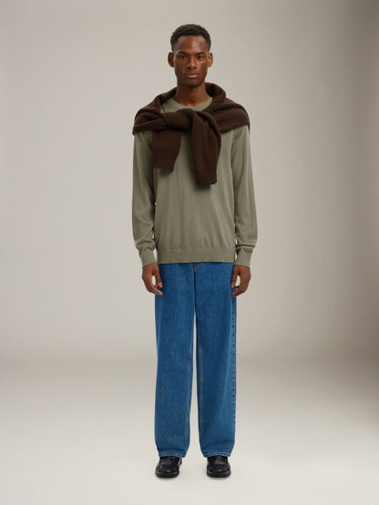 SELECTED - Tray Merino Crewneck Sweater - Vetiver