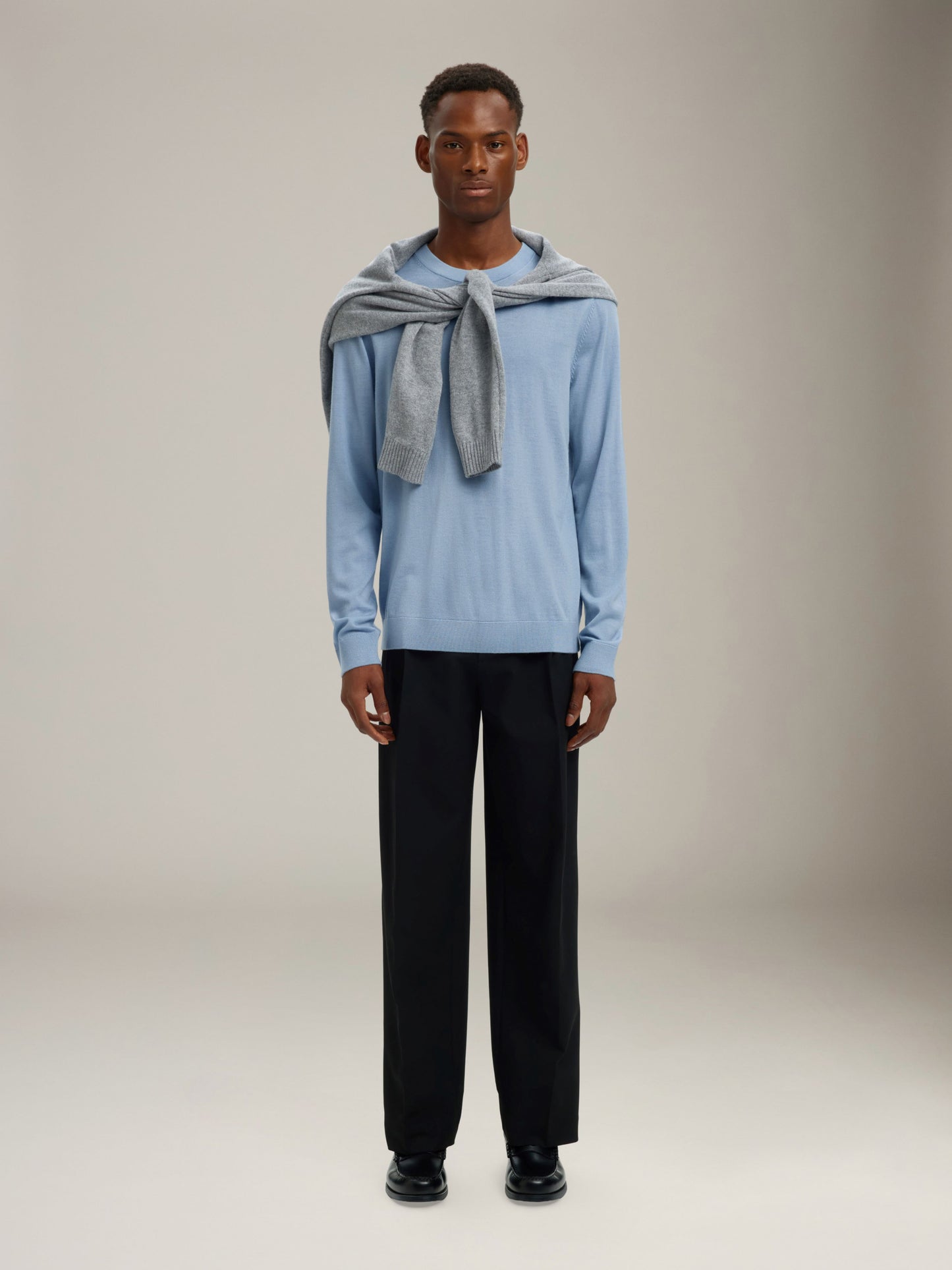 SELECTED - Tray Merino Crewneck Sweater - Dusty Blue