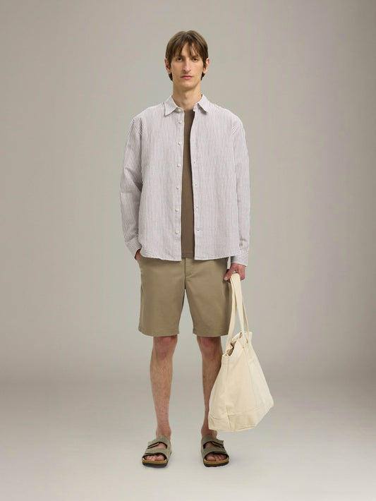 SELECTED - Clay Longsleeve Shirt - Bright White / Choc Chip