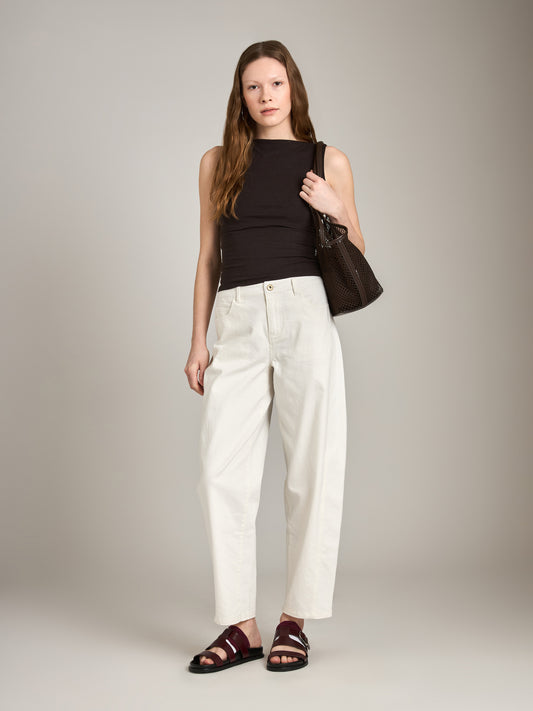 MONK & LOU-Carla Boatneck Shell Top-Coffee