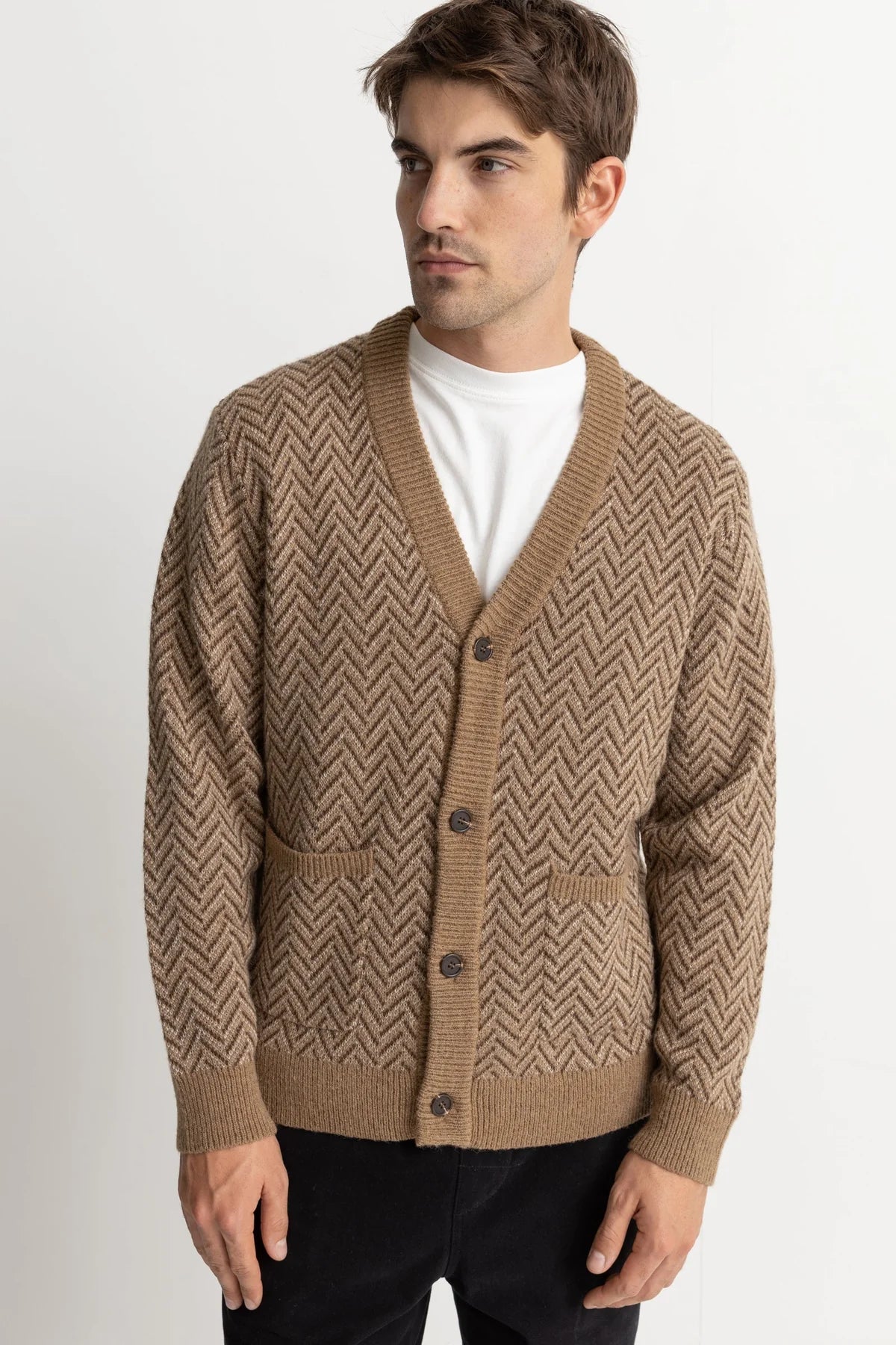 m sweaters - RHYTHM - Mohair Herringbone Cardigan - PLENTY
