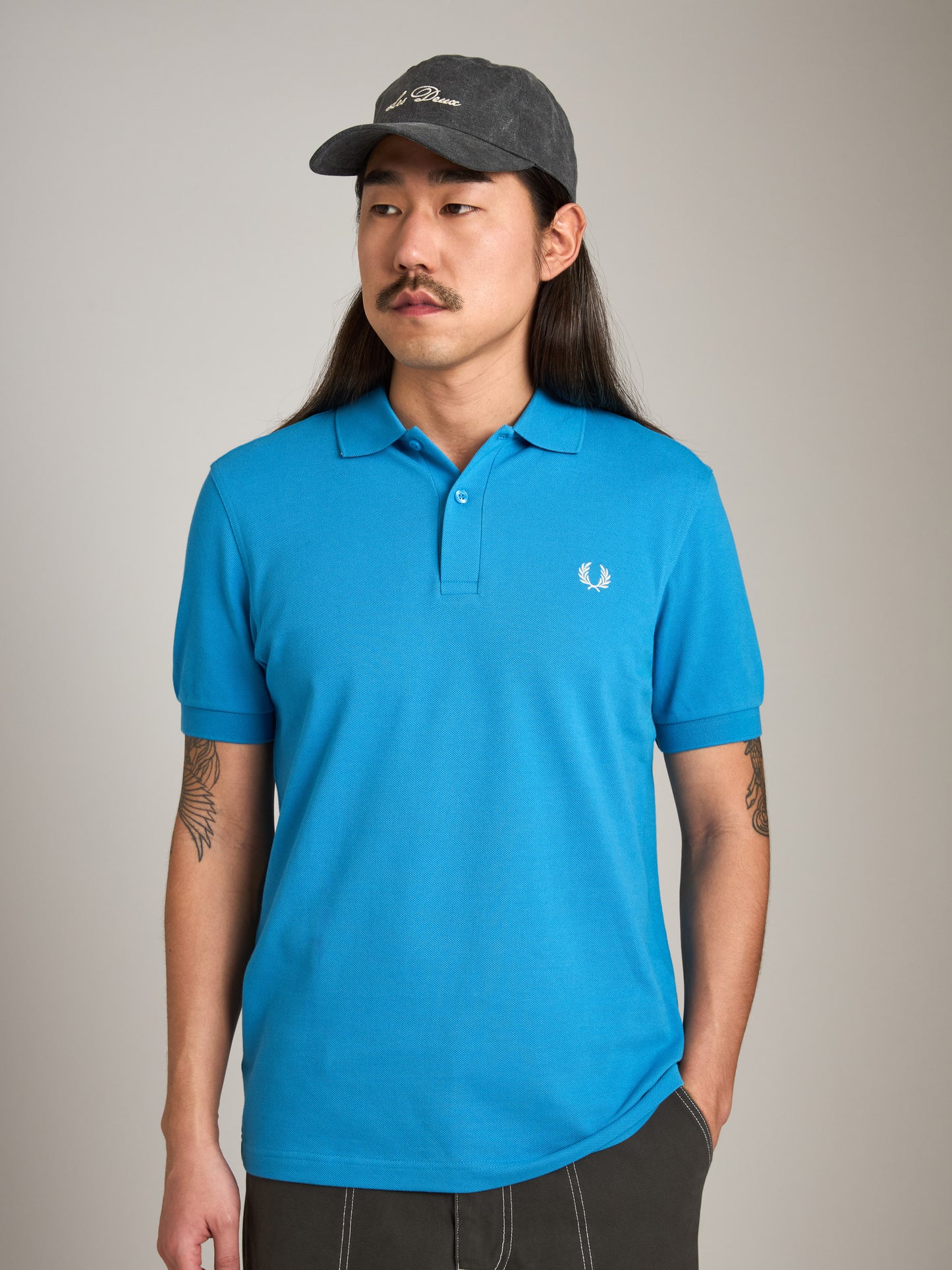 FRED PERRY-Plain Shirt-Court Blue / Ecru