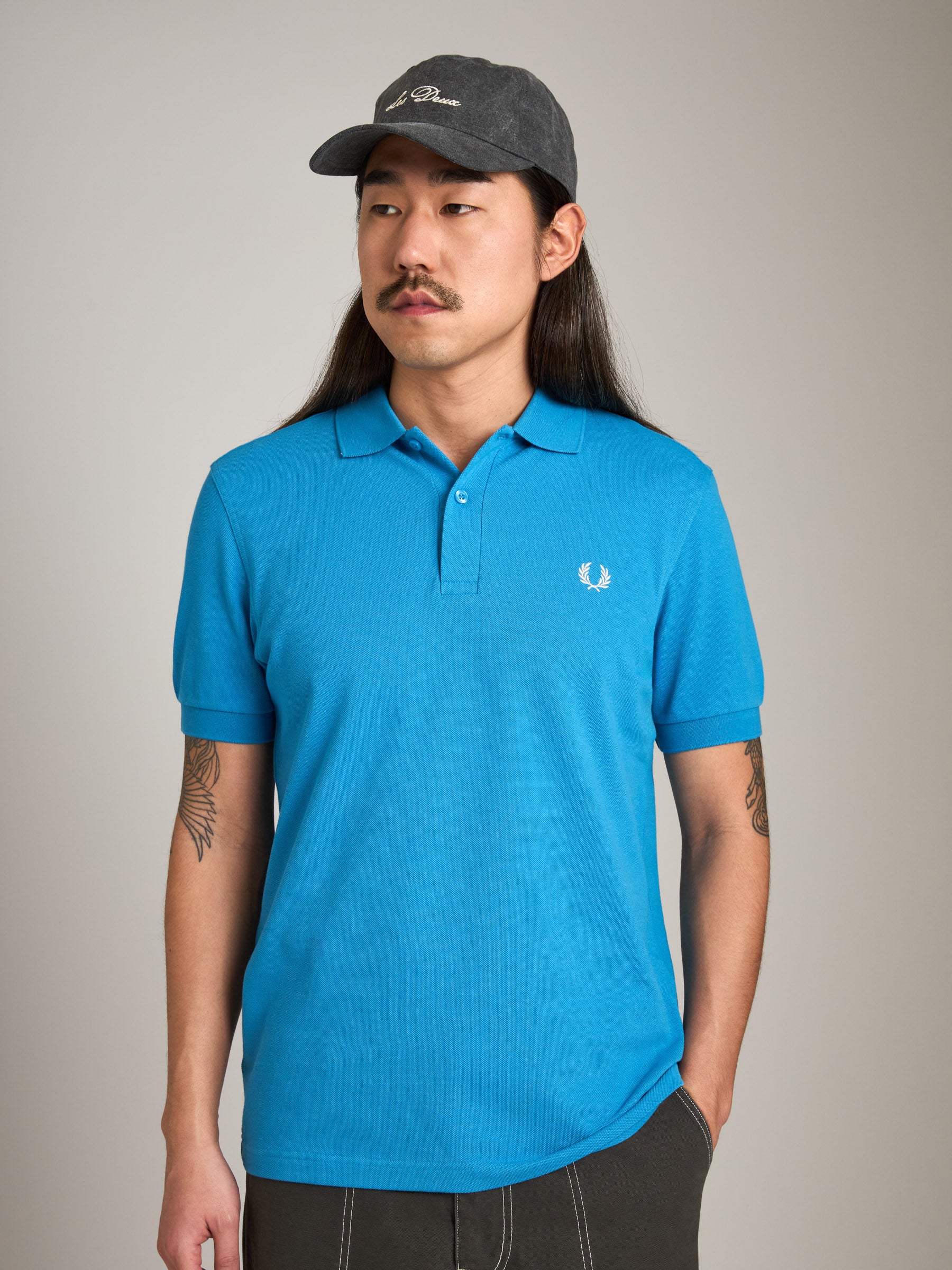 FRED PERRY-Plain Shirt-Court Blue / Ecru