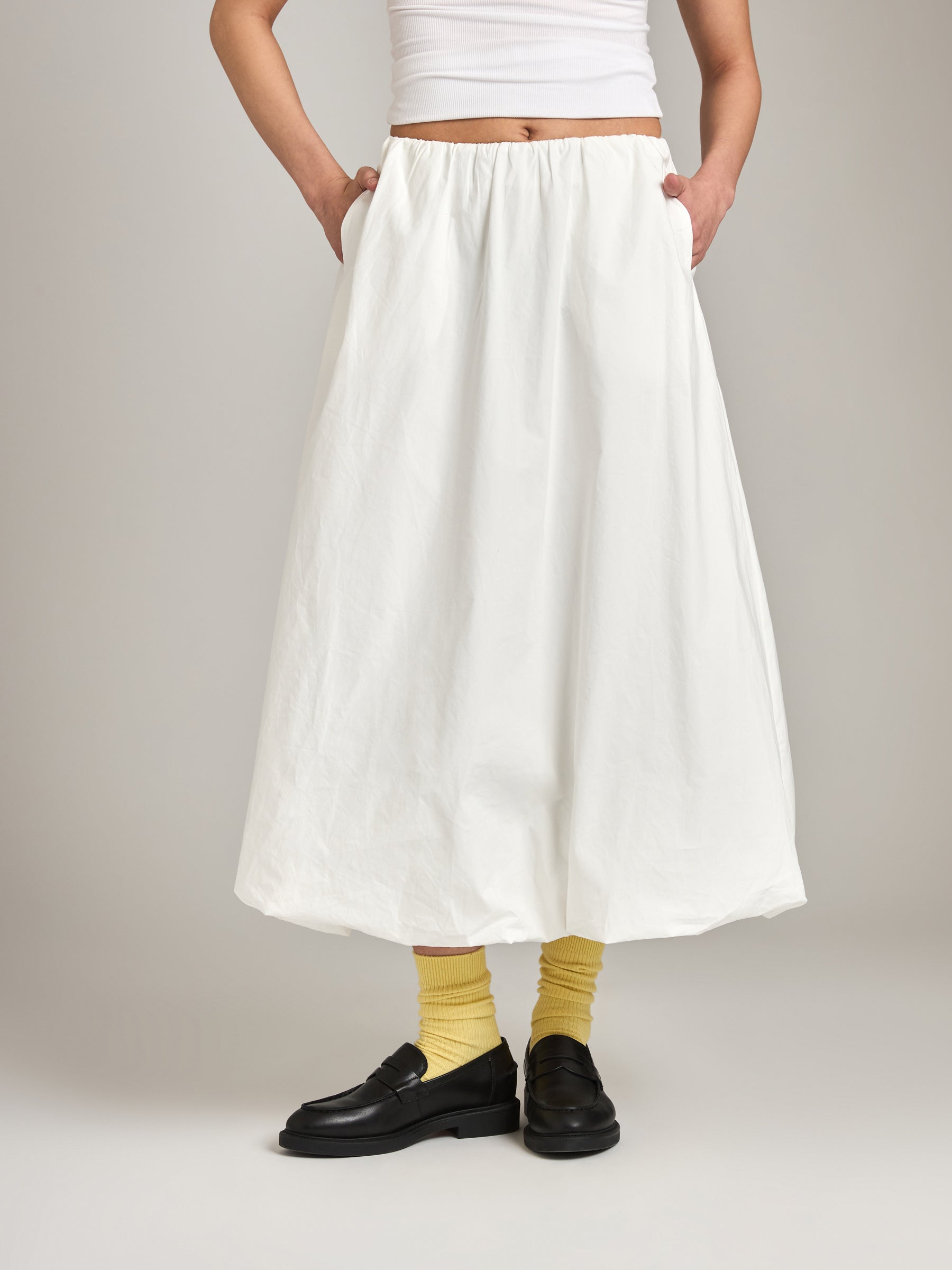 LOVEFINN-Balloon Long Skirt-Off White