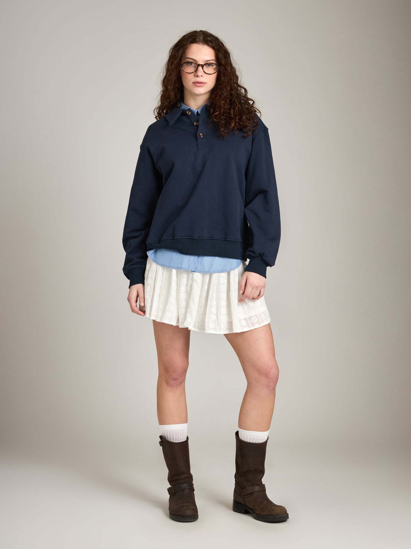 LOVEFINN-Eyelet Lace Skirt-White
