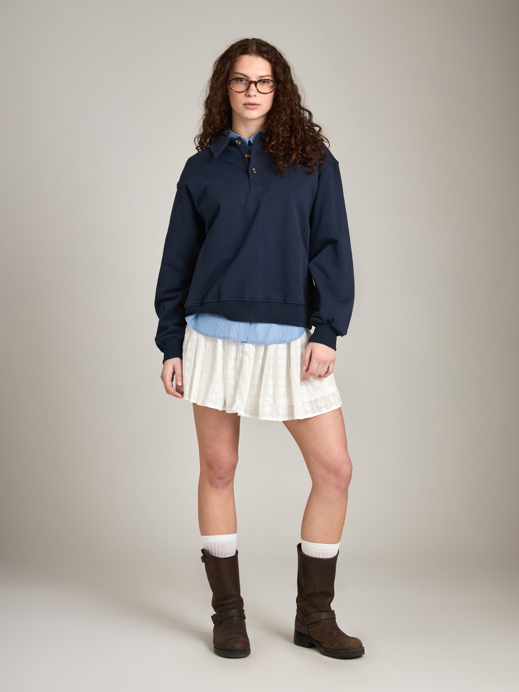 LOVEFINN-Eyelet Lace Skirt-White