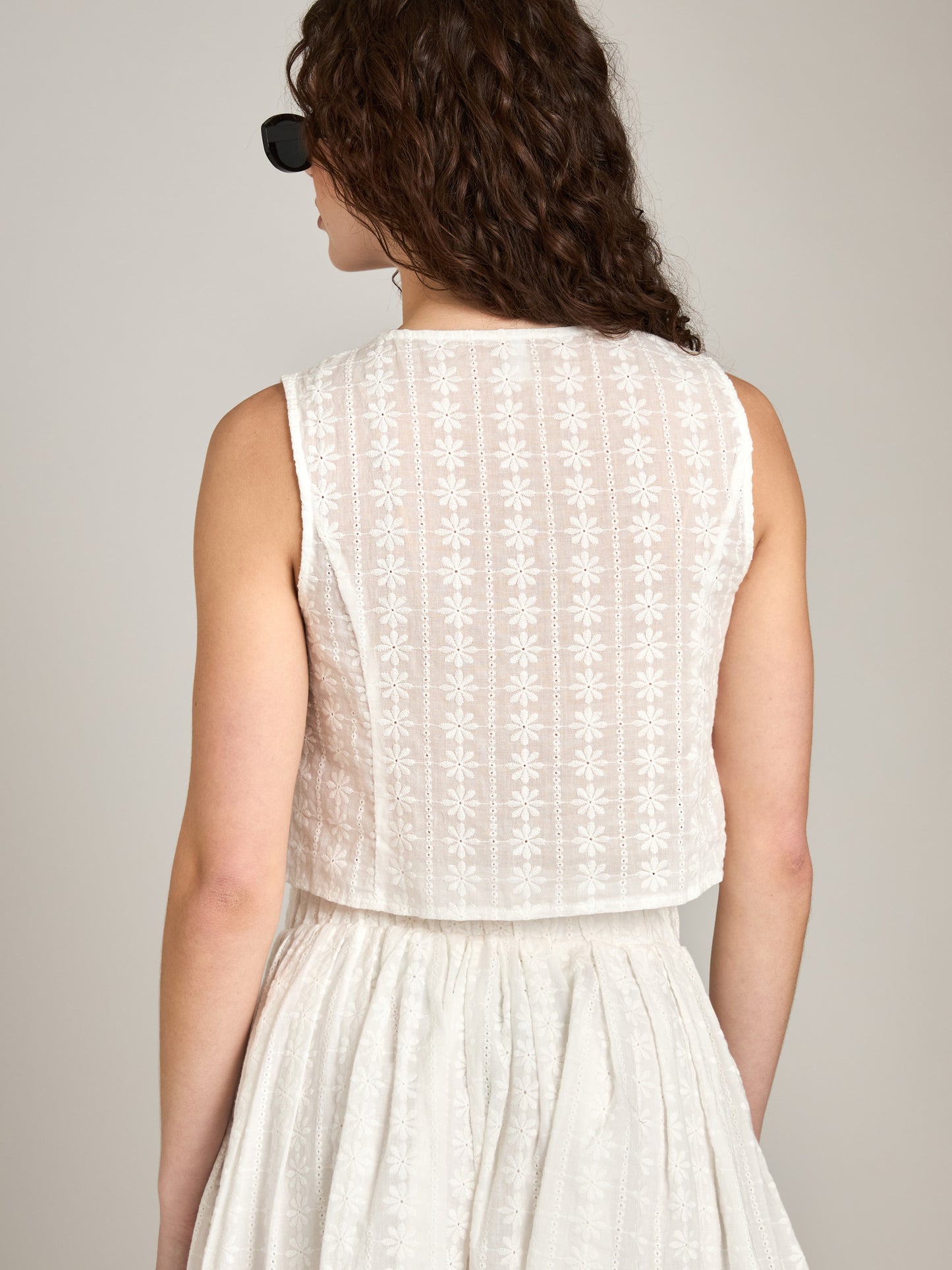 LOVEFINN-Eyelet Lace Top-White