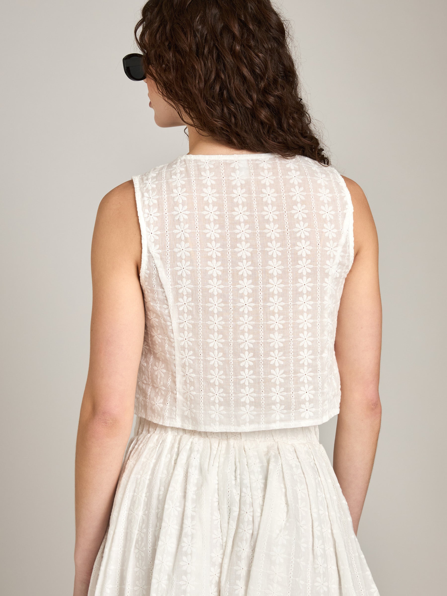 LOVEFINN-Eyelet Lace Top-White