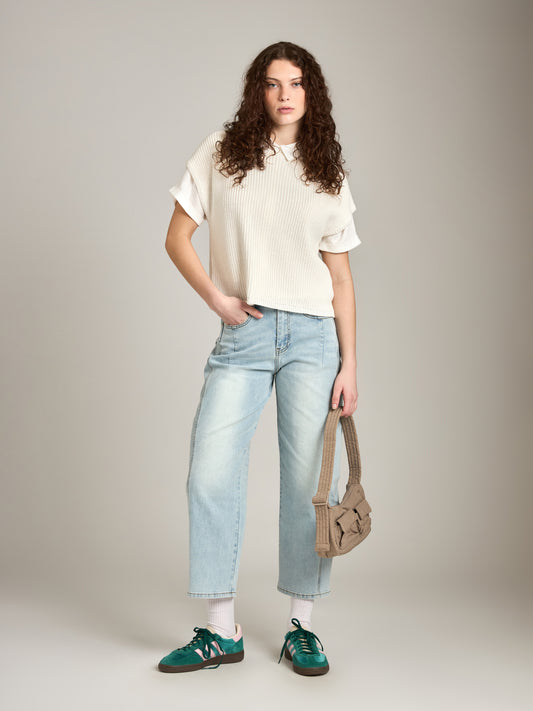 LOVEFINN-Loose Fit Denim Pants-Ice Denim