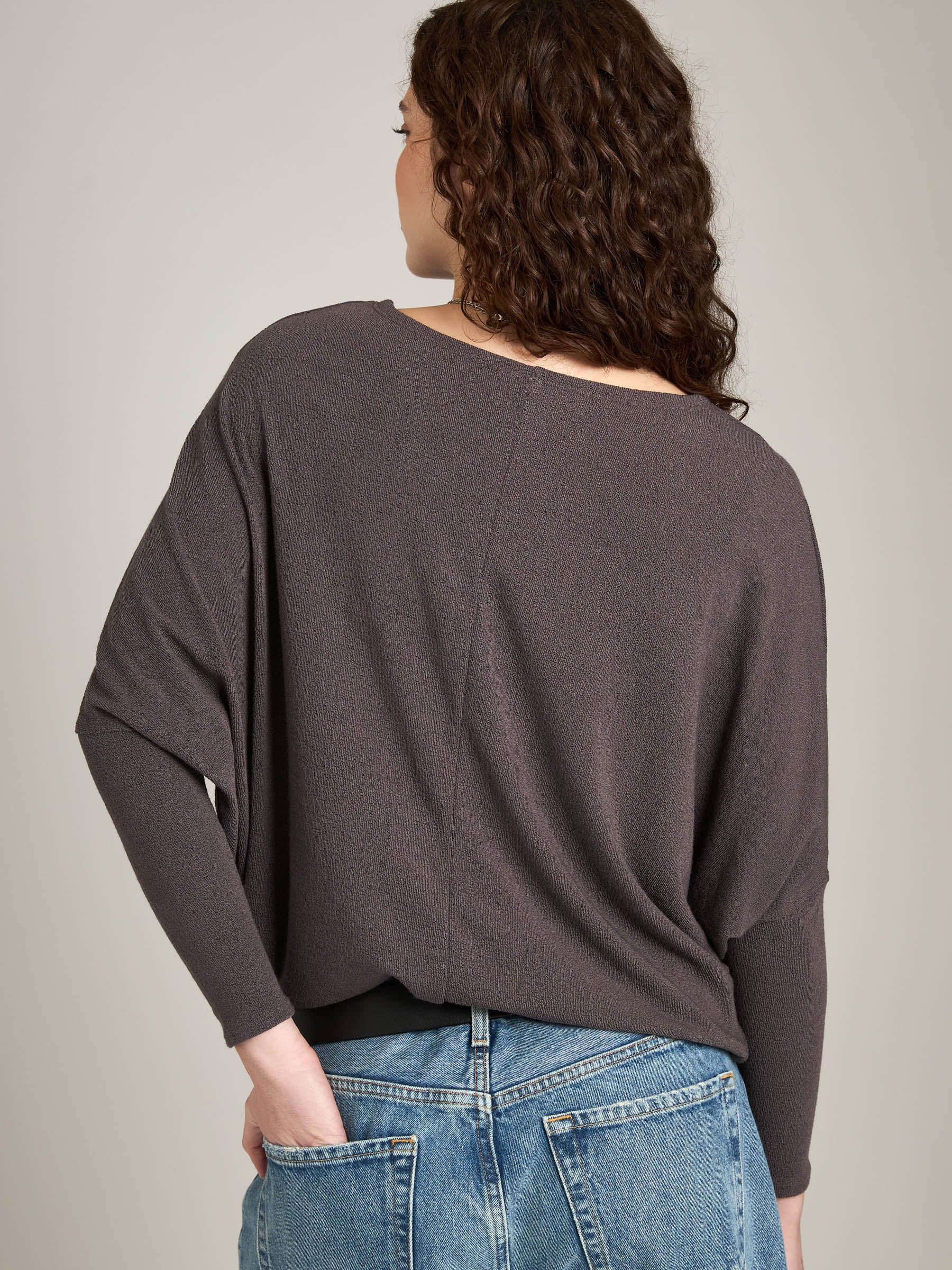 LOVEFINN-Off Shoulder Dolman Tunic-Dark Cocoa