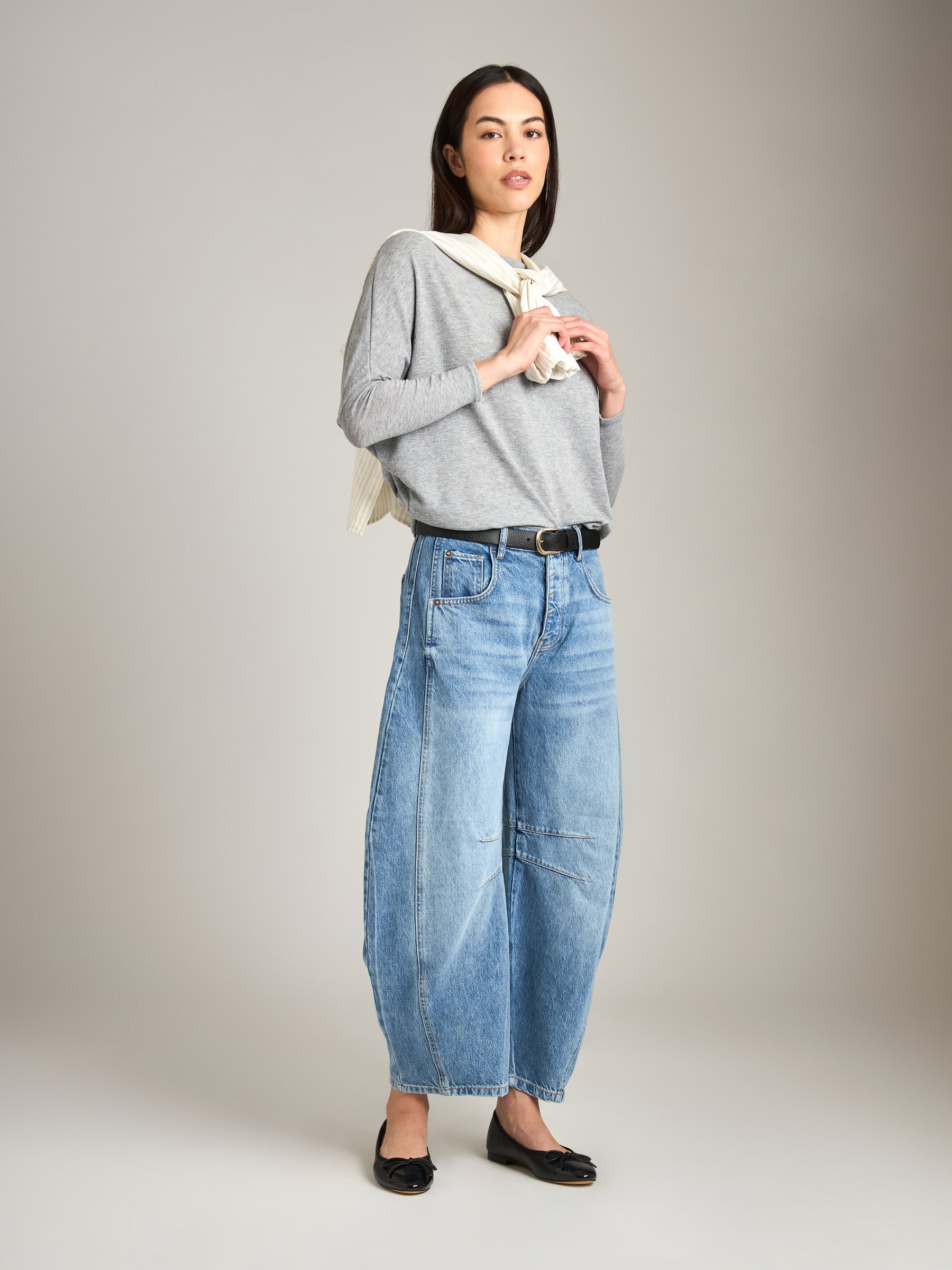 LOVEFINN-Off Shoulder Dolman Tunic-Grey