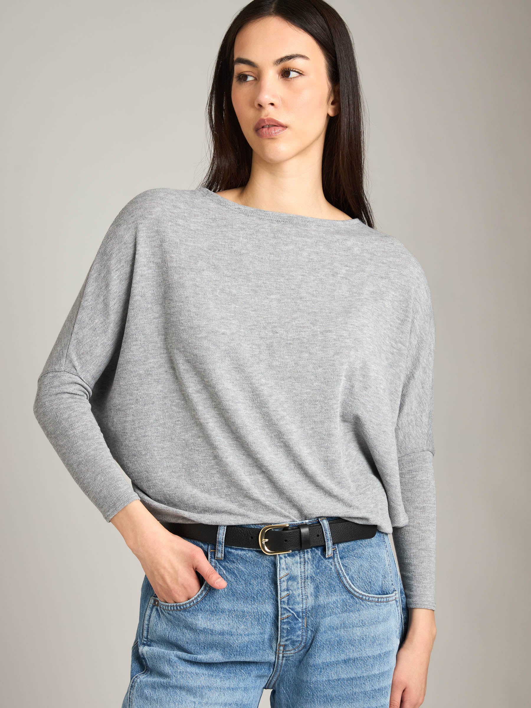 LOVEFINN-Off Shoulder Dolman Tunic-Dark Cocoa