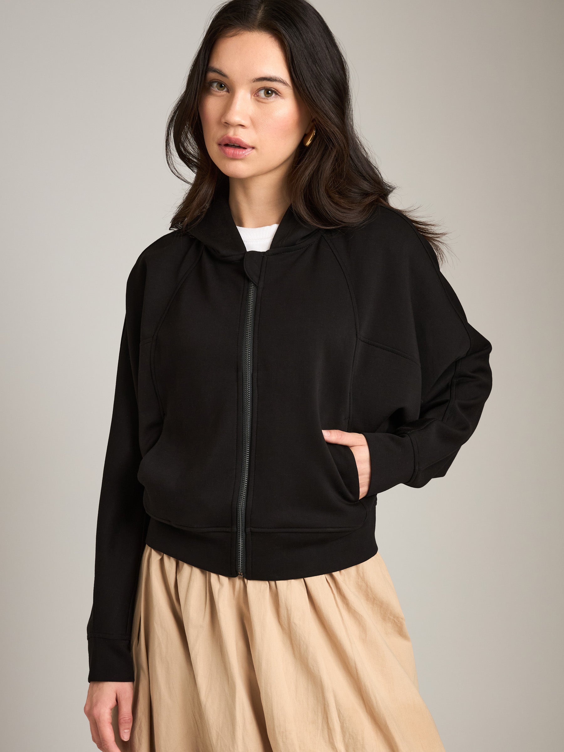 LOVEFINN-Scuba Zip Hoodie-Black