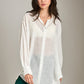 LOVEFINN-Sheer Button Down Shirt-White