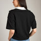 LOVEFINN-Short Sleeve Polo Rib Top-Black