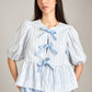 Bowtie Stripe Short Sleeve Top