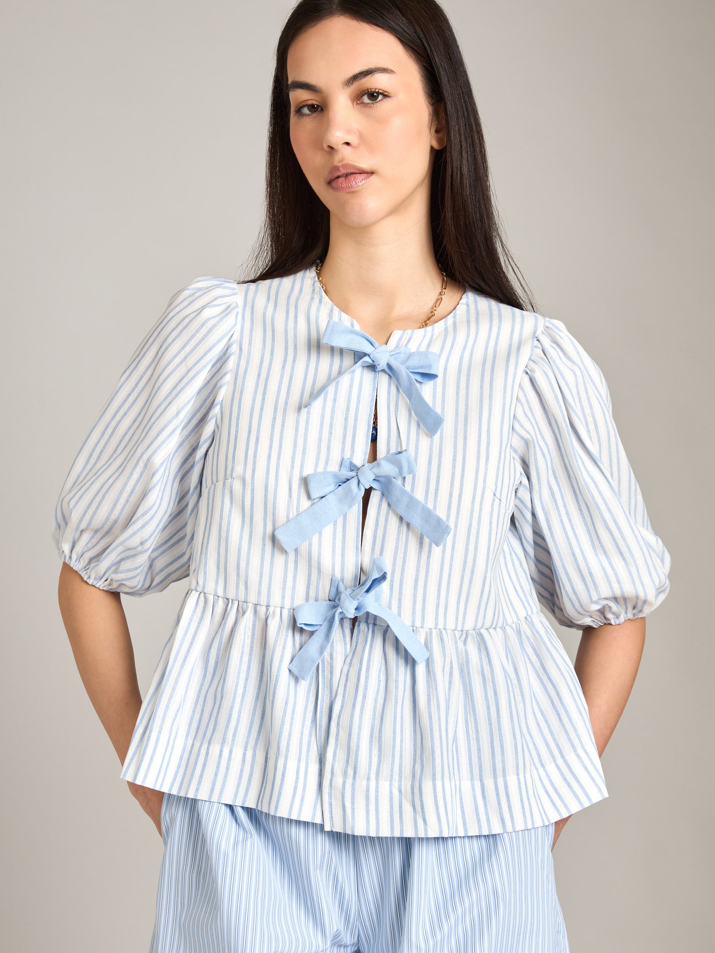 Bowtie Stripe Short Sleeve Top