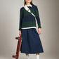 LOVEFINN-Striped Knit Polo Sweater-Green/Navy