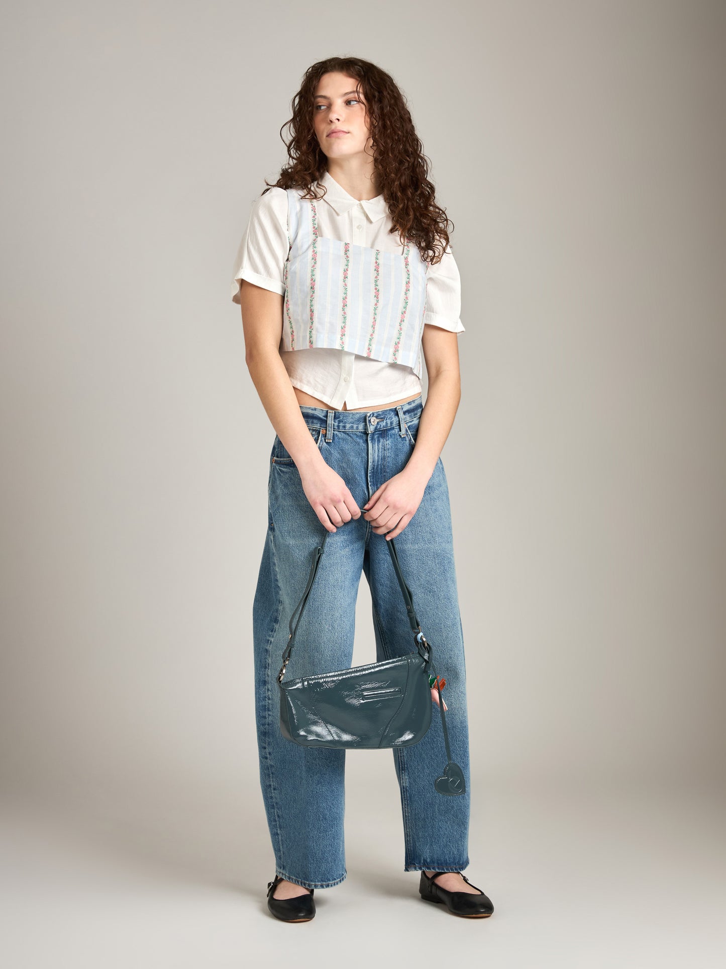 LOVEFINN-Floral Crop Top-Light Blue
