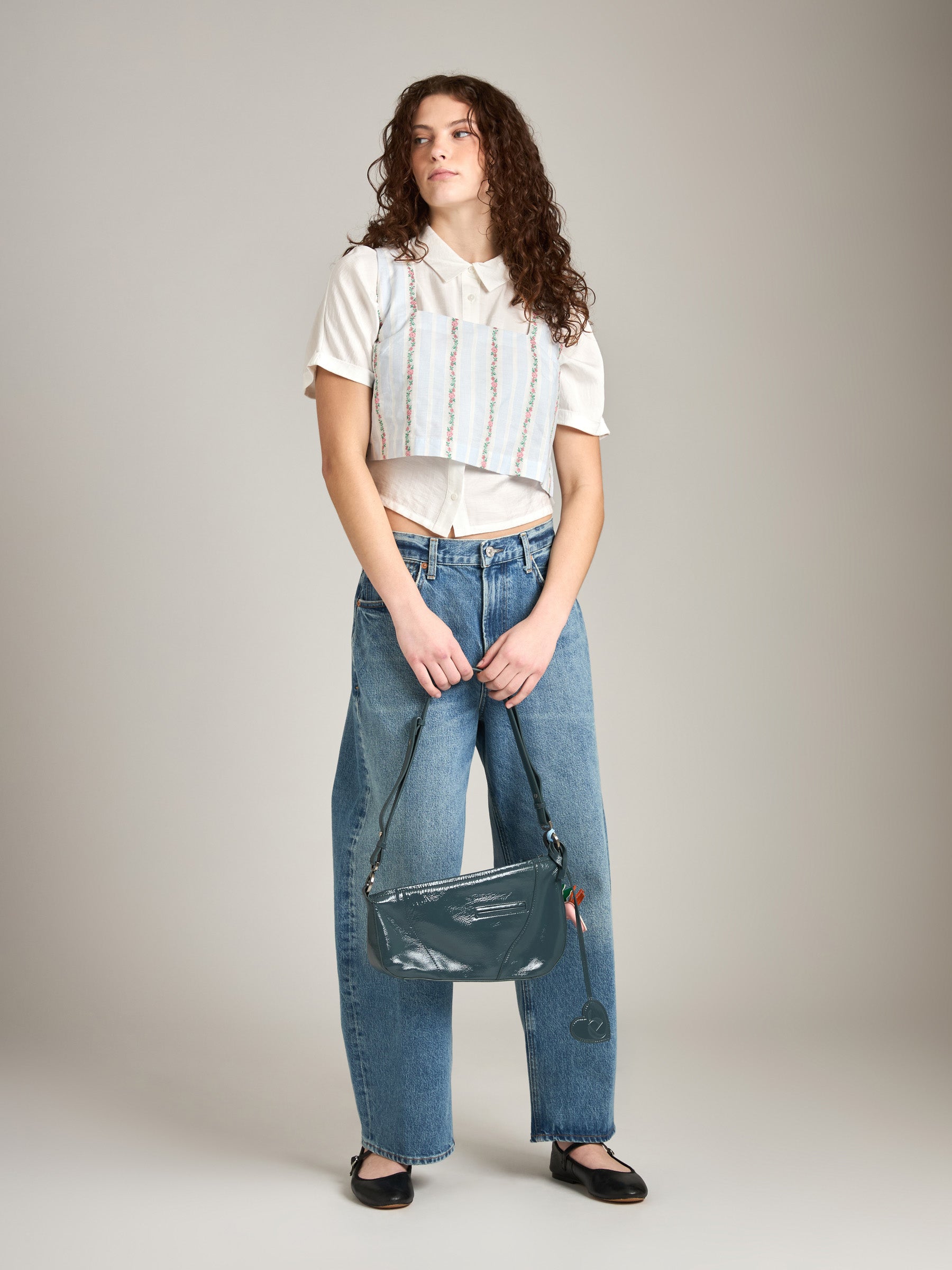 LOVEFINN-Floral Crop Top-Light Blue