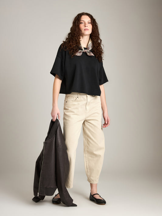 LOVEFINN-Washed Barrel Pant-Beige