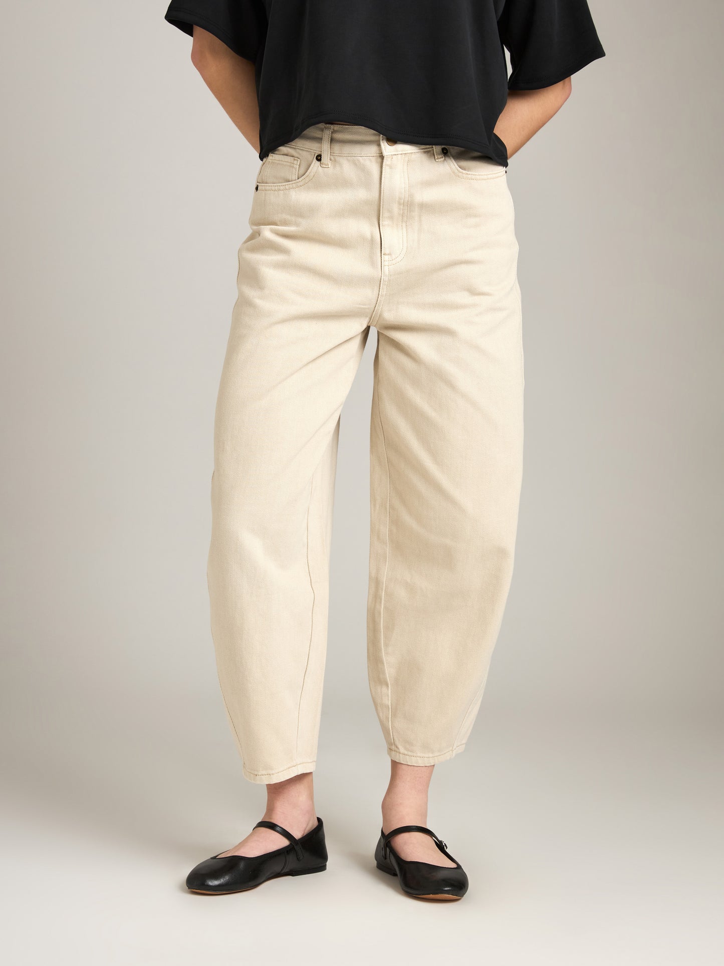 LOVEFINN-Washed Barrel Pant-Beige