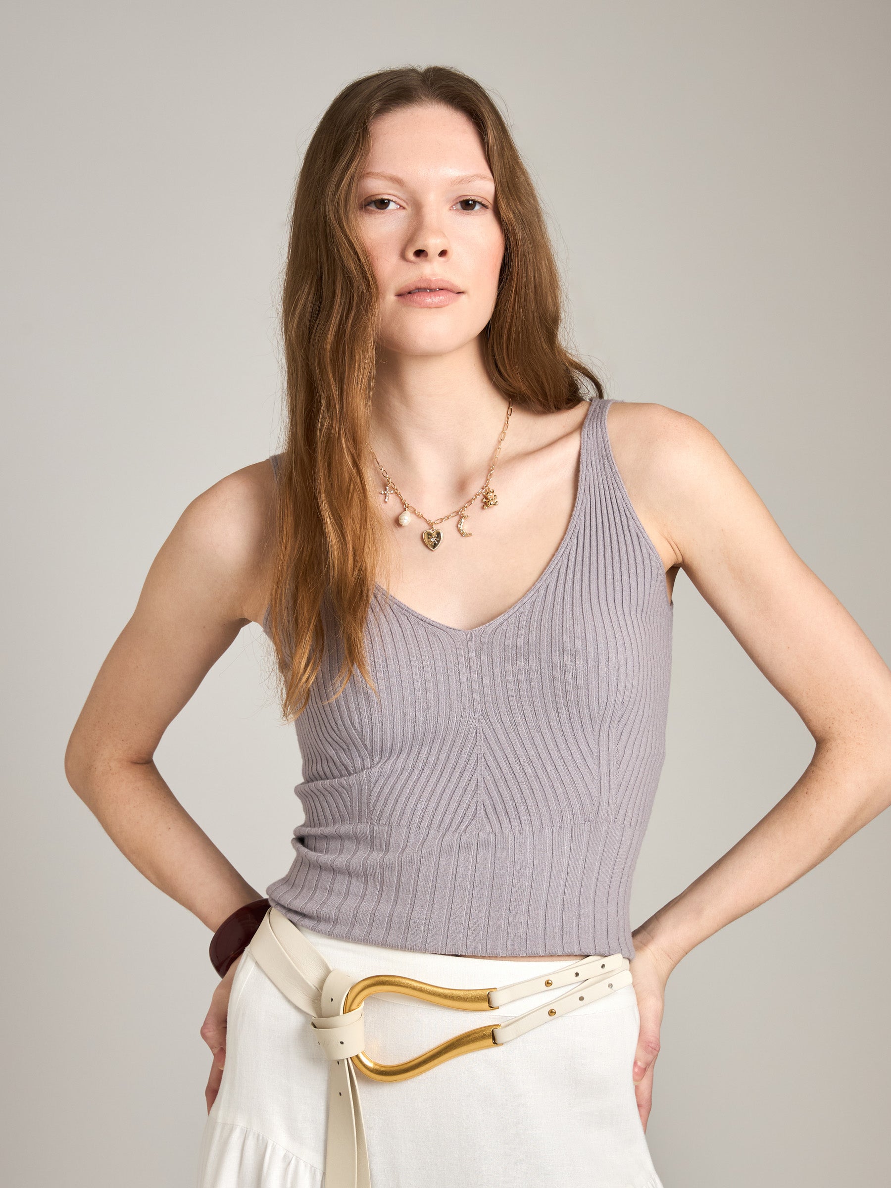 MONK & LOU-Amica Knit Tank-Red Cherry