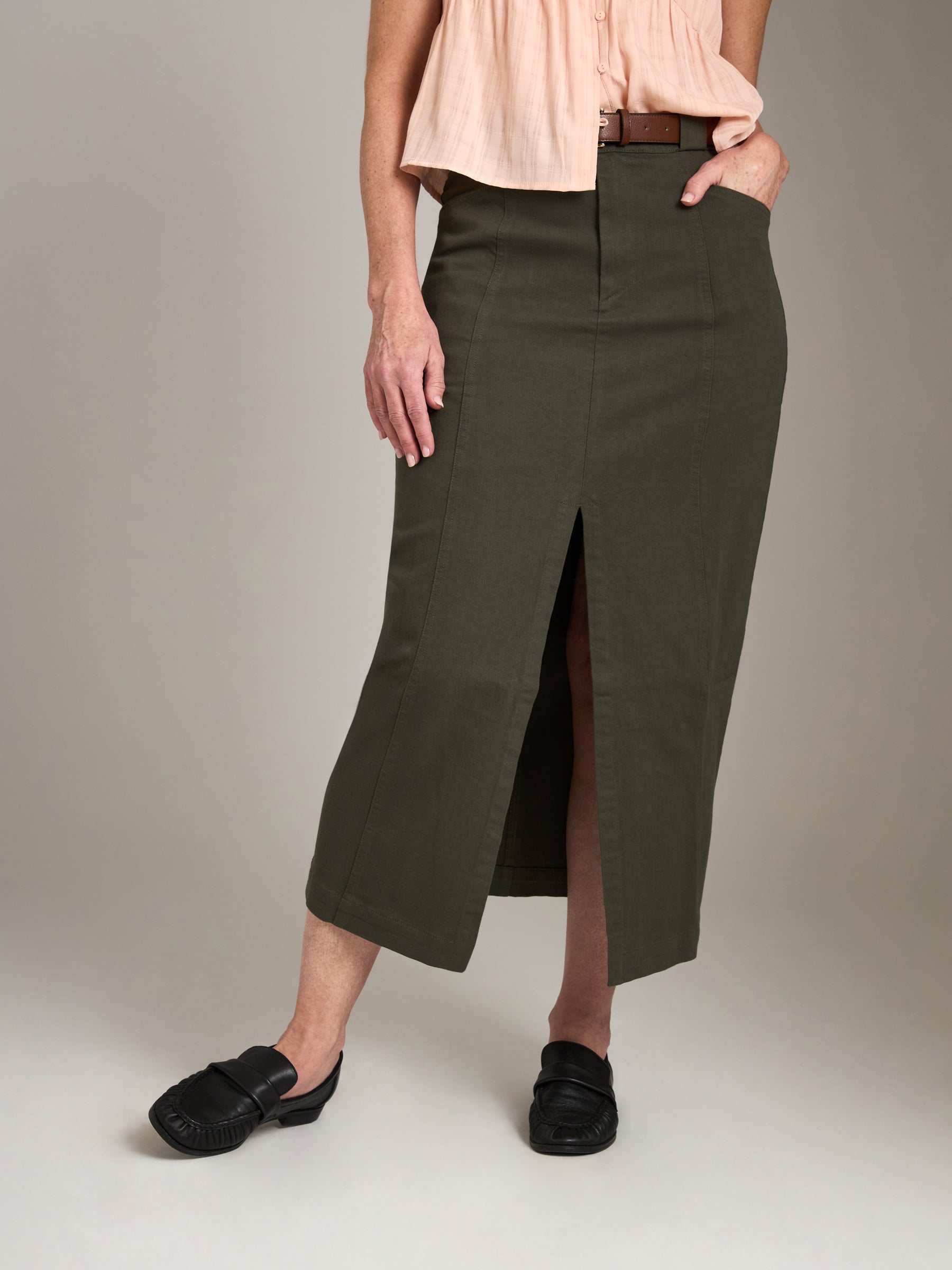 MONK & LOU-Aviva Column Skirt-Black