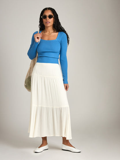 MONK & LOU - Bliss Square Neck Top - Blue Lagoon