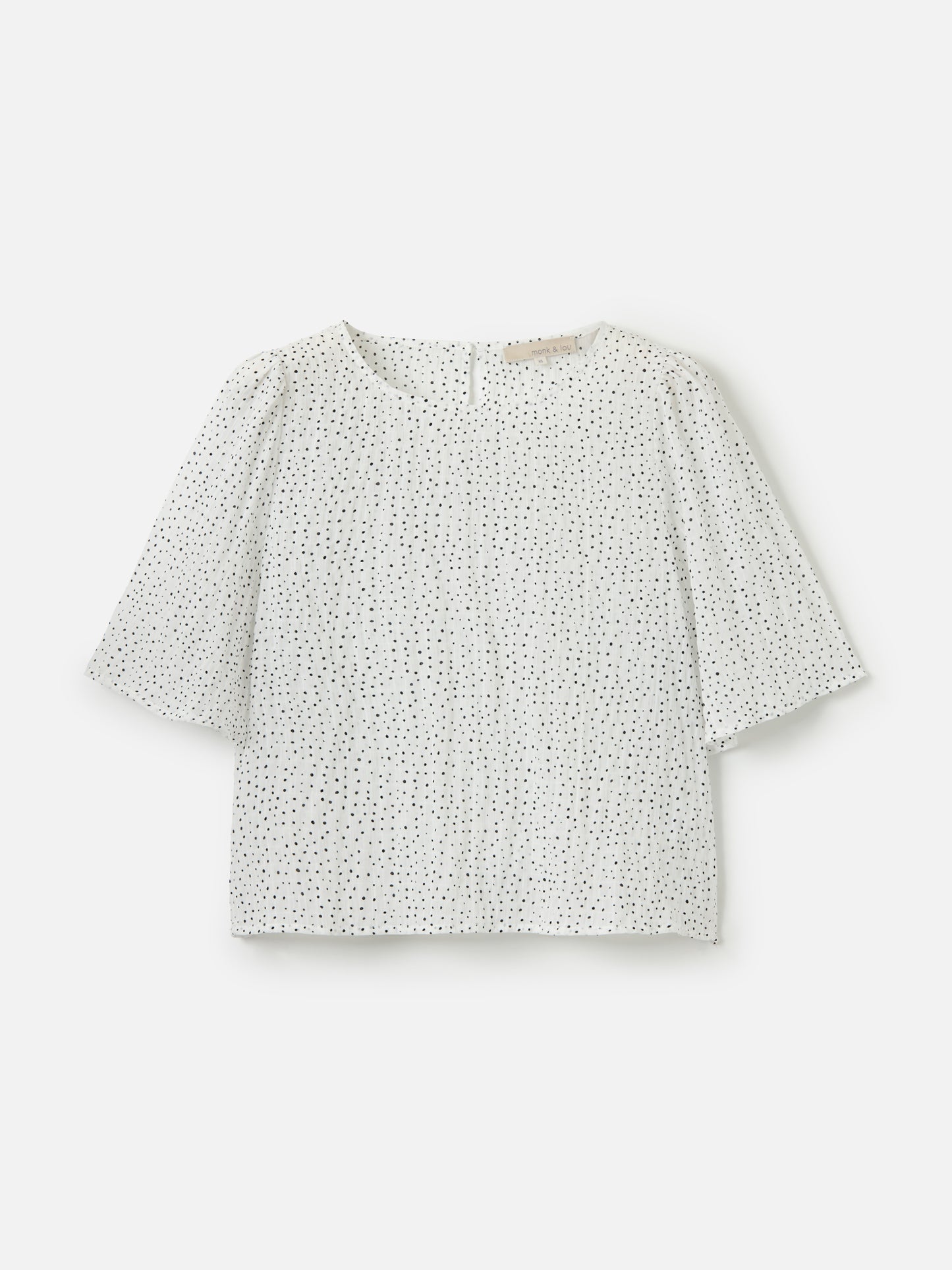 MONK & LOU-Crinkled Dot Adair Blouse-Black Polka Dot