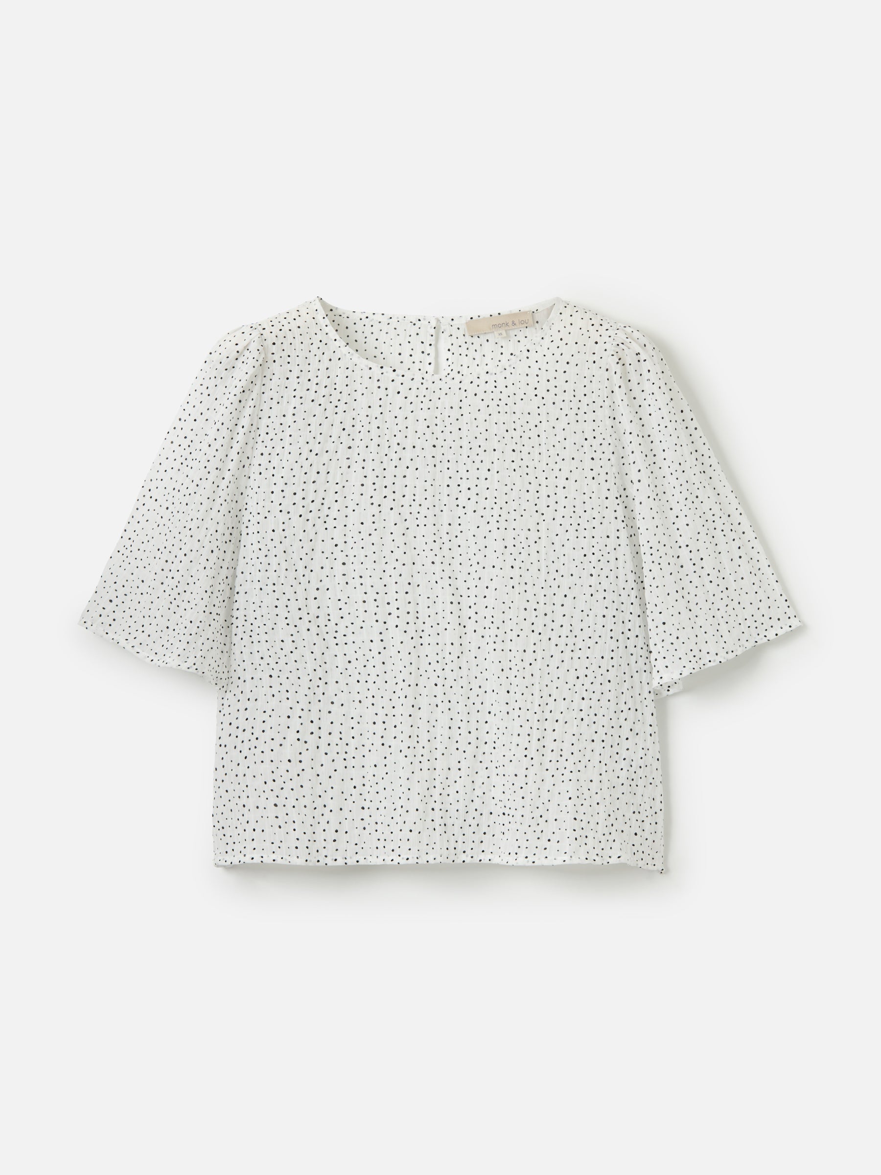 MONK & LOU-Crinkled Dot Adair Blouse-Black Polka Dot