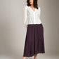 MONK & LOU-Drew Pleated Boho Skirt-Acai Berry