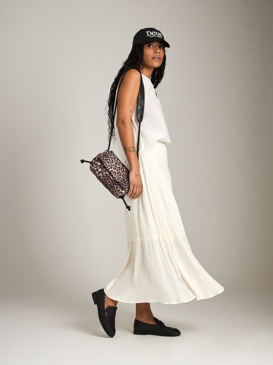 MONK & LOU-Drew Pleated Boho Skirt-White