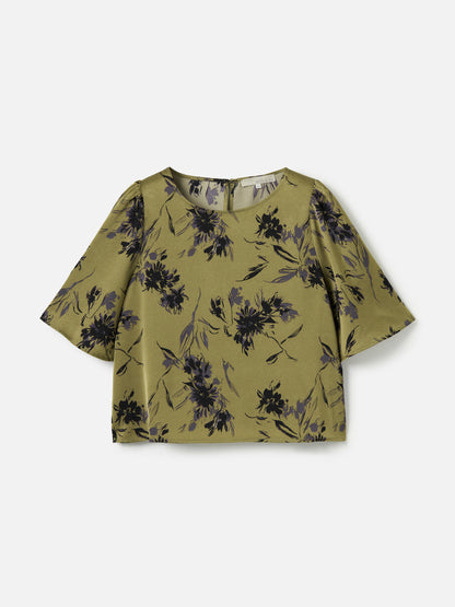 MONK & LOU-Floral Adair Blouse-Sage Floral