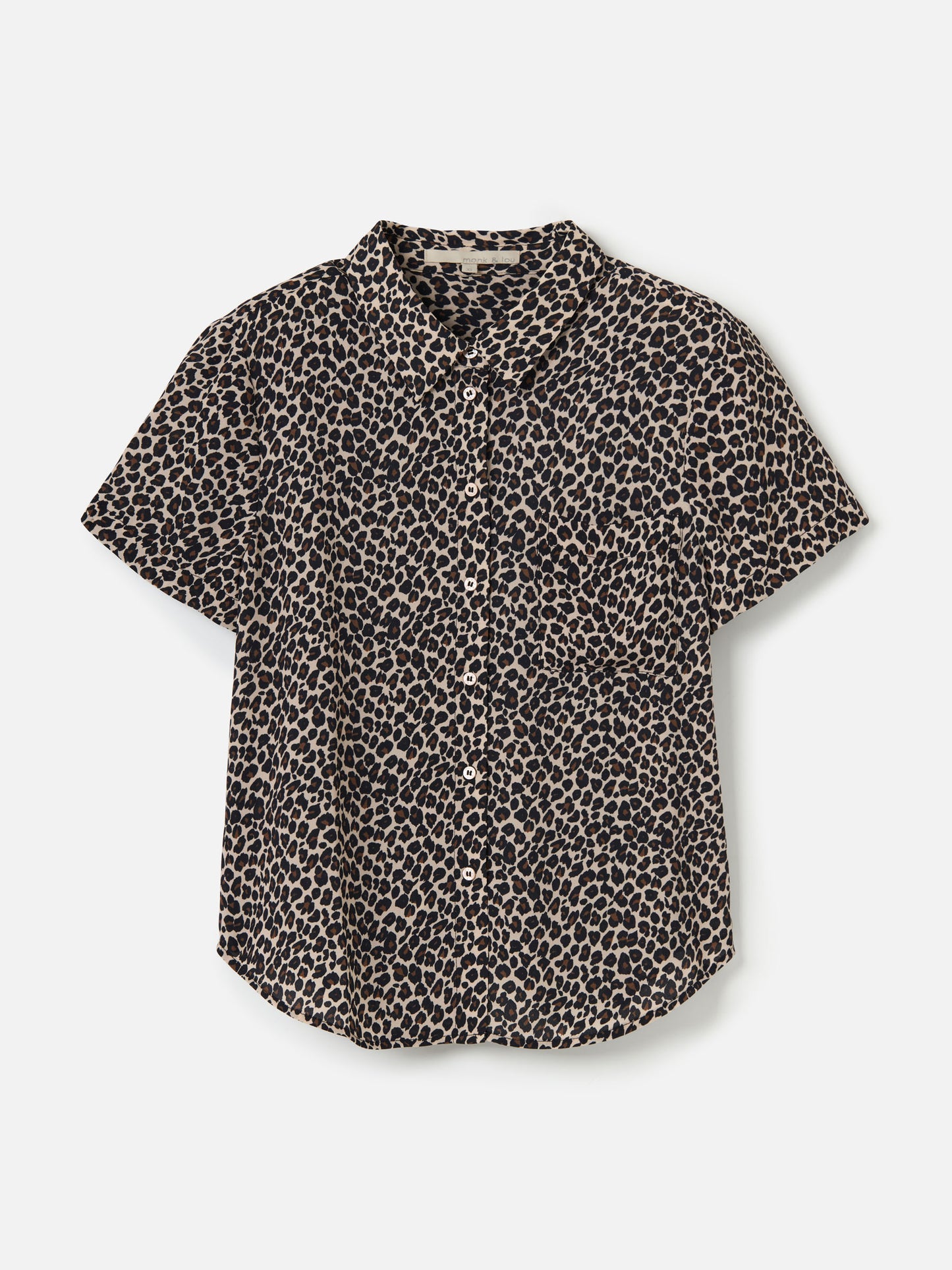 MONK & LOU-Karla Print Relaxed Pocket Blouse-Leopard