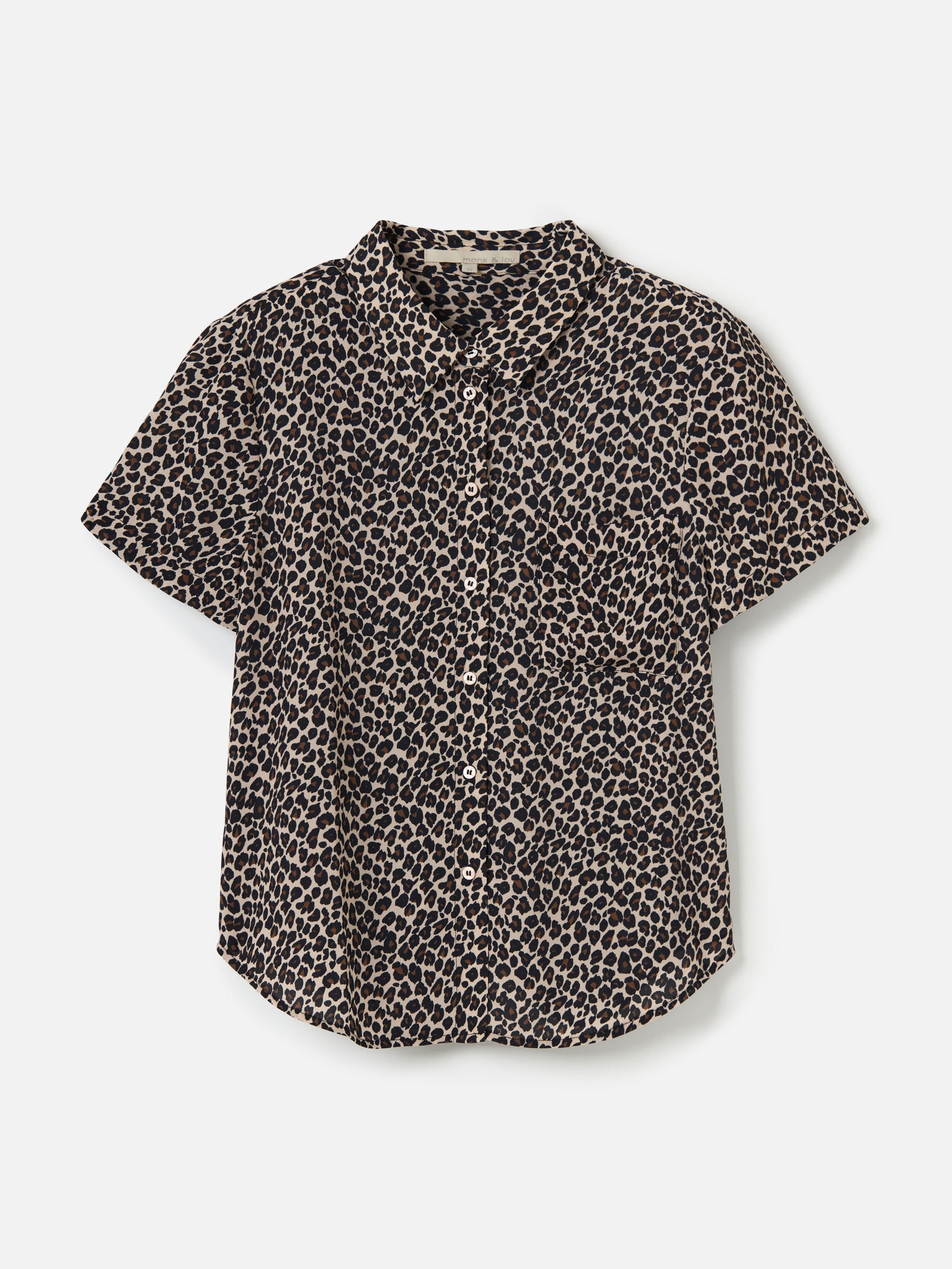 MONK & LOU-Karla Print Relaxed Pocket Blouse-Leopard