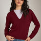 MONK & LOU-Leela V-Polo Sweater-Acai Berry