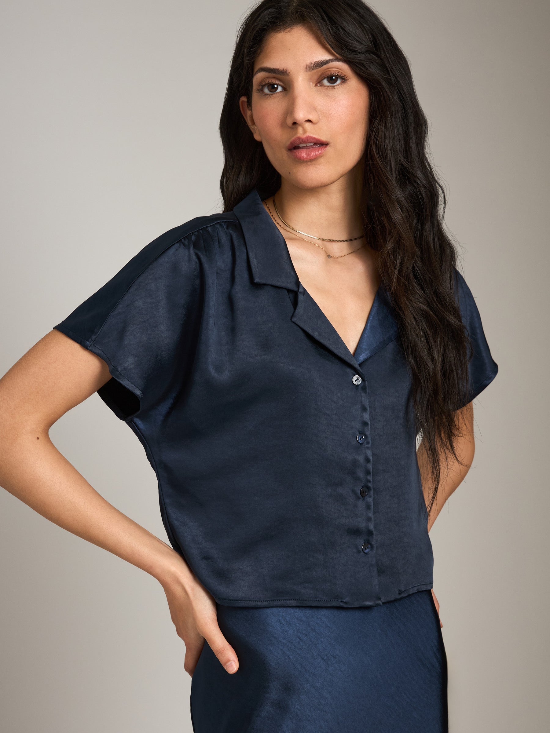 MONK & LOU-Satin Lemona Shirt-Matcha