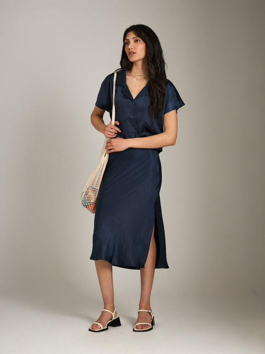 MONK & LOU-Satin Lemona Shirt-Matcha